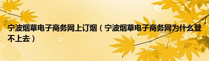 宁波烟草电子商务网上订烟（宁波烟草电子商务网为什么登不上去）