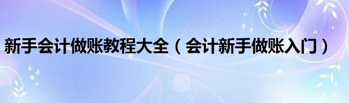 新手会计做账教程大全（会计新手做账入门）