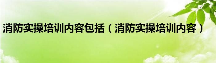 消防实操培训内容包括（消防实操培训内容）