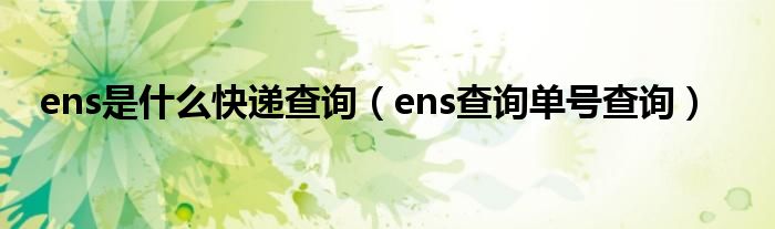 ens是什么快递查询（ens查询单号查询）