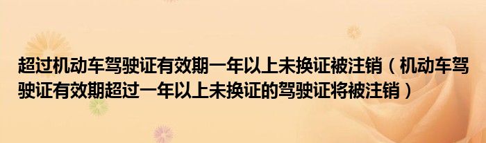 超过机动车驾驶证有效期一年以上未换证被注销（机动车驾驶证有效期超过一年以上未换证的驾驶证将被注销）