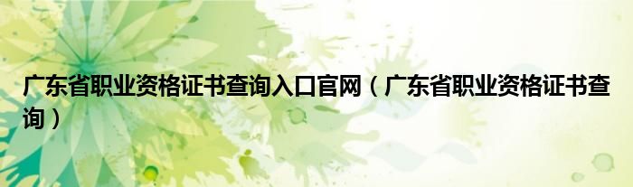 广东省职业资格证书查询入口官网（广东省职业资格证书查询）