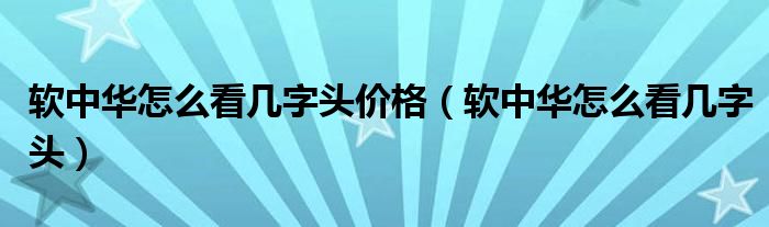 软中华怎么看几字头价格（软中华怎么看几字头）