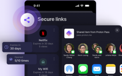 ProtonPass现在可让你通过安全链接与任何人共享密码