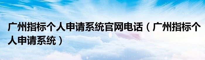 广州指标个人申请系统官网电话（广州指标个人申请系统）