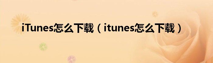 iTunes怎么下载（itunes怎么下载）