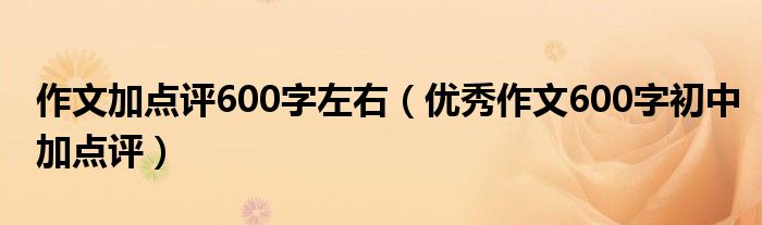 作文加点评600字左右（优秀作文600字初中加点评）