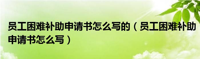 员工困难补助申请书怎么写的（员工困难补助申请书怎么写）