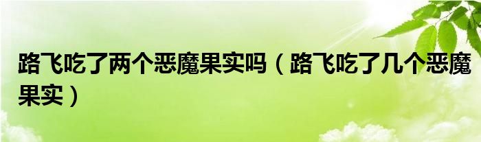 路飞吃了两个恶魔果实吗（路飞吃了几个恶魔果实）