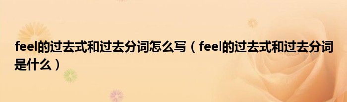 feel的过去式和过去分词怎么写（feel的过去式和过去分词是什么）