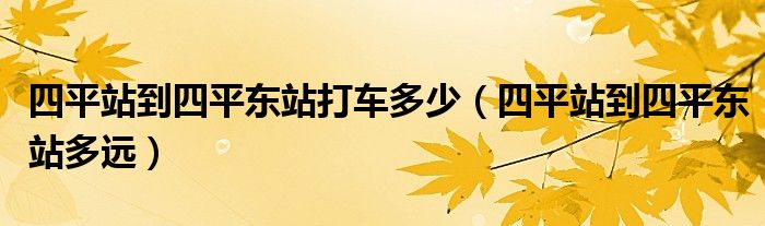 四平站到四平东站打车多少（四平站到四平东站多远）