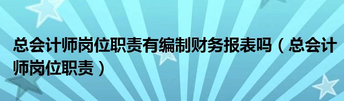 总会计师岗位职责有编制财务报表吗（总会计师岗位职责）