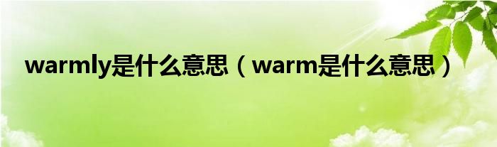 warmly是什么意思（warm是什么意思）