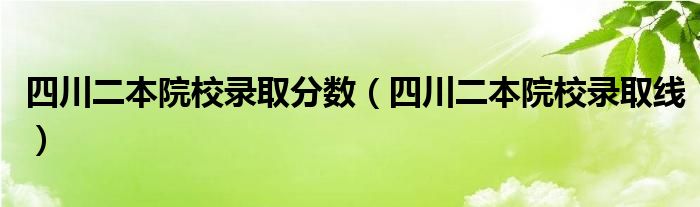 四川二本院校录取分数（四川二本院校录取线）