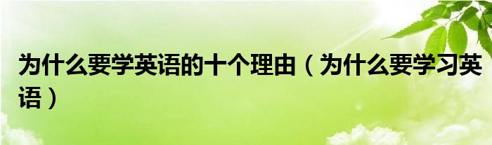 为什么要学英语的十个理由（为什么要学习英语）