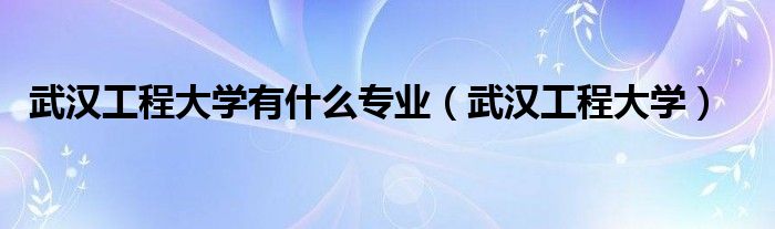 武汉工程大学有什么专业（武汉工程大学）