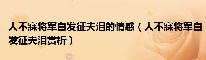 人不寐将军白发征夫泪的情感（人不寐将军白发征夫泪赏析）