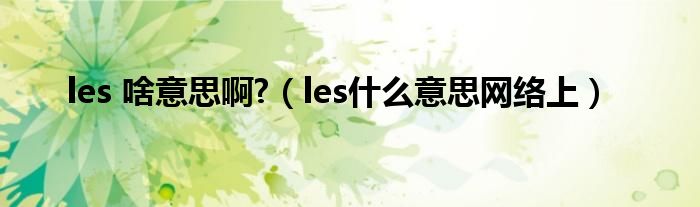 les 啥意思啊?（les什么意思网络上）