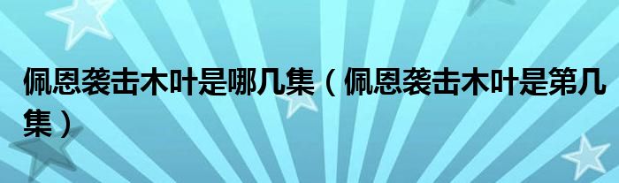 佩恩袭击木叶是哪几集（佩恩袭击木叶是第几集）