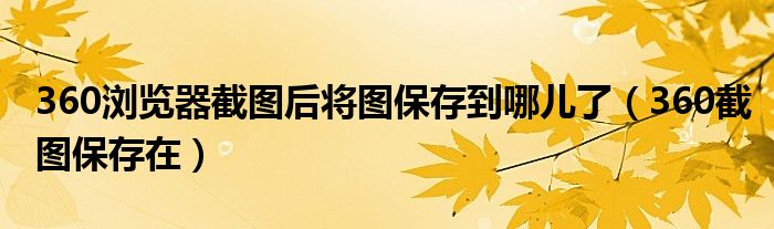 360浏览器截图后将图保存到哪儿了（360截图保存在）