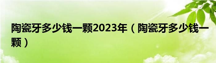 陶瓷牙多少钱一颗2023年（陶瓷牙多少钱一颗）