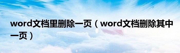 word文档里删除一页（word文档删除其中一页）