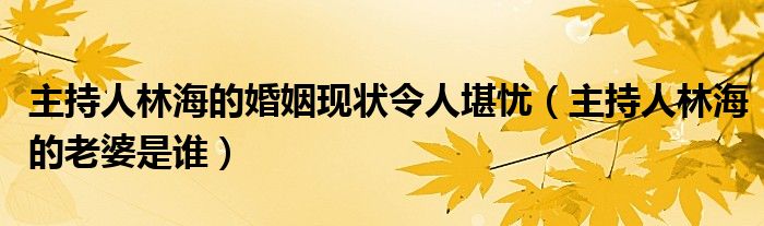 主持人林海的婚姻现状令人堪忧（主持人林海的老婆是谁）