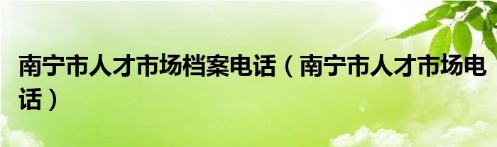 南宁市人才市场档案电话（南宁市人才市场电话）