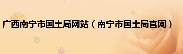 广西南宁市国土局网站（南宁市国土局官网）