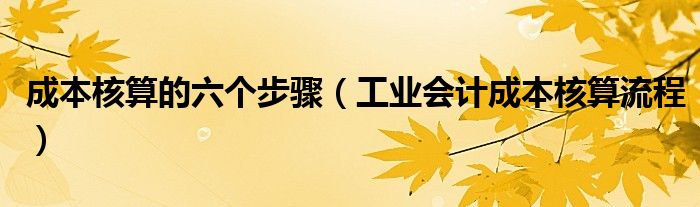 成本核算的六个步骤（工业会计成本核算流程）