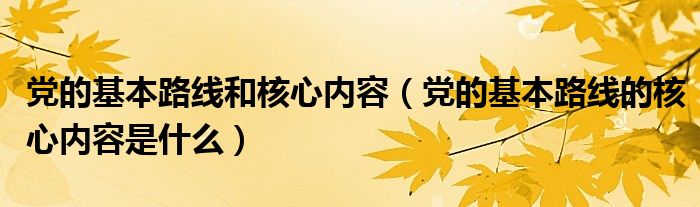 党的基本路线和核心内容（党的基本路线的核心内容是什么）