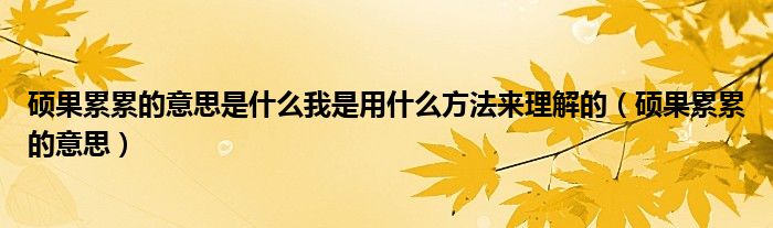 硕果累累的意思是什么我是用什么方法来理解的（硕果累累的意思）