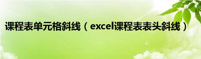 课程表单元格斜线（excel课程表表头斜线）