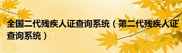 全国二代残疾人证查询系统（第二代残疾人证查询系统）