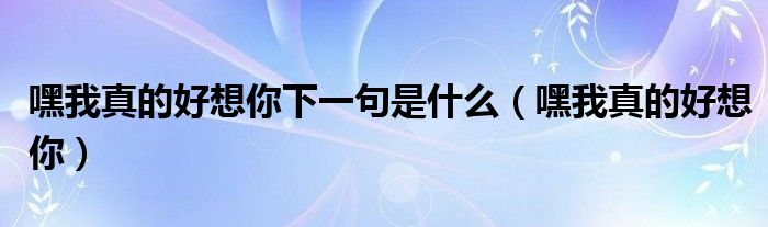 嘿我真的好想你下一句是什么（嘿我真的好想你）