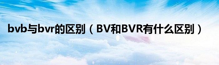 bvb与bvr的区别（BV和BVR有什么区别）