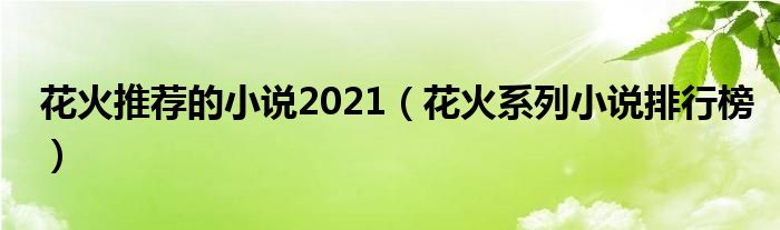 花火推荐的小说2021（花火系列小说排行榜）