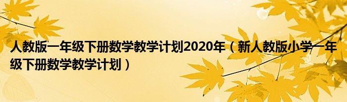 人教版一年级下册数学教学计划2020年（新人教版小学一年级下册数学教学计划）