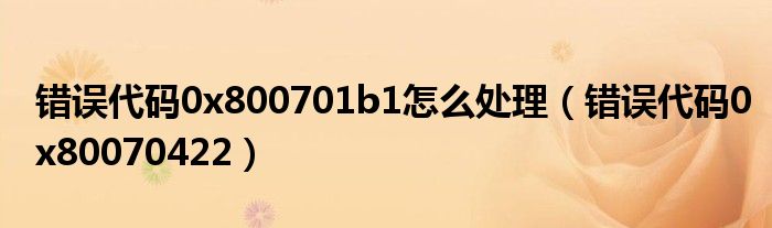 错误代码0x800701b1怎么处理（错误代码0x80070422）