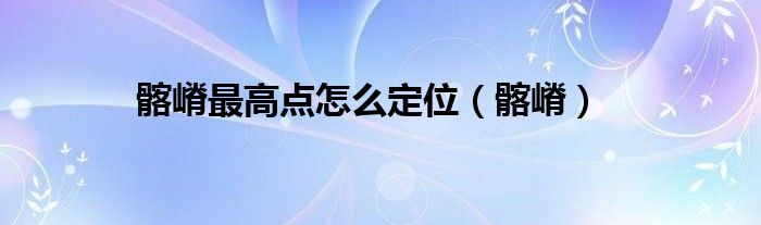 髂嵴最高点怎么定位（髂嵴）