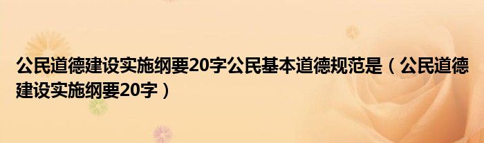 公民道德建设实施纲要20字公民基本道德规范是（公民道德建设实施纲要20字）