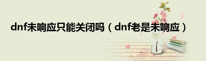 dnf未响应只能关闭吗（dnf老是未响应）