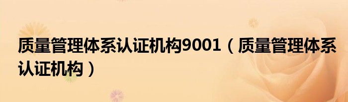 质量管理体系认证机构9001（质量管理体系认证机构）