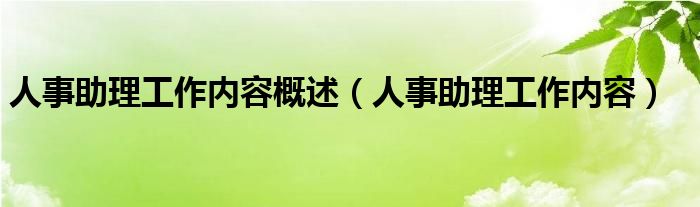 人事助理工作内容概述（人事助理工作内容）