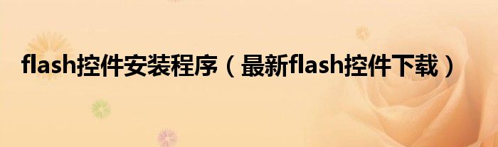 flash控件安装程序（最新flash控件下载）