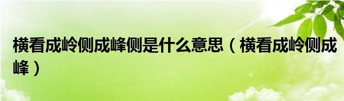 横看成岭侧成峰侧是什么意思（横看成岭侧成峰）