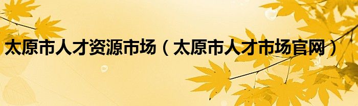 太原市人才资源市场（太原市人才市场官网）