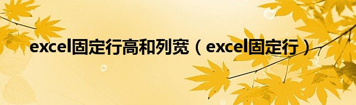 excel固定行高和列宽（excel固定行）