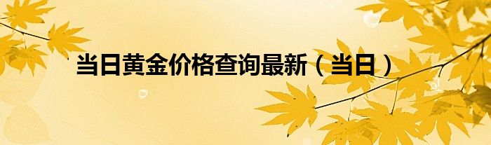 当日黄金价格查询最新（当日）