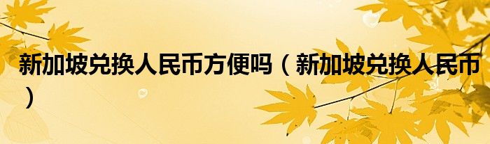 新加坡兑换人民币方便吗（新加坡兑换人民币）